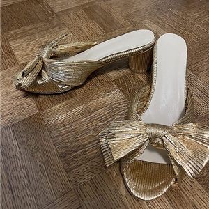 Never Worn Gold Penny Knot Mules